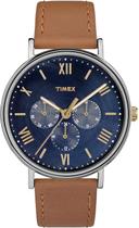 Relógio de cinta de couro multifuncional Timex Southview 41mm