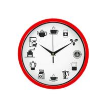 Relógio de Cozinha Sala Café Vermelho 25cm - Casambiente RELO035-Vermelho