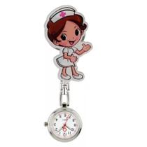 Relógio De Lapela Quartzo Enfermagem Aço Inox Corrente
