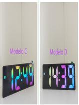 Relógio de led digital colorido mesa calendário temperatura alarme-PTC