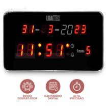 Relógio De Led Digital De Parede Alarme Calendário Quarto Sala Cozinha LK1019