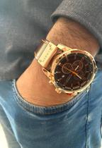 Relógio De Luxo Curren Couro 8291 Marron Original Cronógrafo Quartzo Calendário