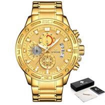 Relógio de luxo da marca wwoor topo moda dourado aço inoxidável