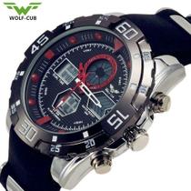 Relógio De Luxo Esportivo Analógico / Digital Wolf - Cub Original Q053