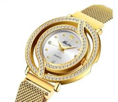 Relógio De Luxo Feminino Fecho Magnético Banhado A Ouro