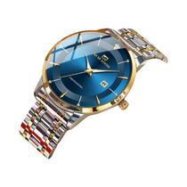 Relógio De Luxo Masculino De Quartzo Em Aço Inoxidável 43mm Com Strass Estilo Empresarial Azul Relógio De Luxo Masculino De Quartzo Em Aço Inoxidável 43mm Com Strass Estilo Empresarial Azul