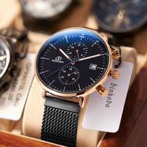 relógio de luxo quartzo GMT top marca sapphire vidro relógio masculino Relógios de quartzo (preto1) - SANLIN BEANS