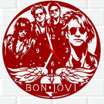Relógio De Madeira MDF Parede Bon Jovi Rock 2 V - 3D Fantasy
