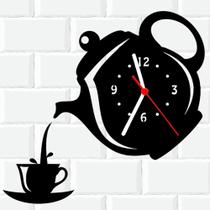 Relógio De Madeira MDF Parede Bule Xicara Cozinha