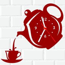 Relógio De Madeira MDF Parede Bule Xicara Cozinha V