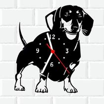 Relógio De Madeira MDF Parede Cachorro Basset Linguica 1