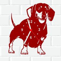 Relógio De Madeira MDF Parede Cachorro Basset Linguica 1 V