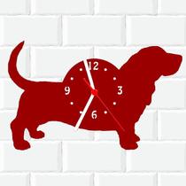 Relógio De Madeira MDF Parede Cachorro Basset Linguica 2 V
