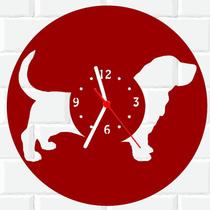 Relógio De Madeira MDF Parede Cachorro Basset Linguica 5 V