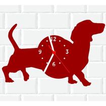 Relógio De Madeira MDF Parede Cachorro Basset Linguica 6 V