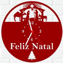 Relógio De Madeira MDF Parede Feliz Natal Papai Noel V