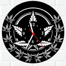 Relógio De Madeira MDF Parede Folha De Maconha 1