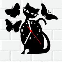 Relógio De Madeira MDF Parede Gato Pet 12