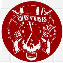 Relógio De Madeira MDF Parede Guns N Roses Rock 2 V - 3D Fantasy