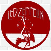 Relógio De Madeira MDF Parede Led Zeppelin Rock 1 V - 3D Fantasy