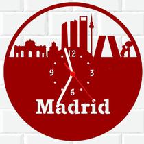 Relógio De Madeira MDF Parede Madrid Viagem Espanha V
