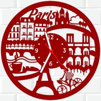 Relógio De Madeira MDF Parede Paris França Turismo 1 V