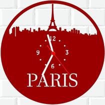 Relógio De Madeira MDF Parede Paris França Turismo 2 V