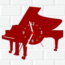 Relógio De Madeira MDF Parede Piano Instrumento 1 V