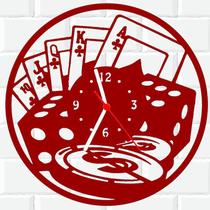 Relógio De Madeira MDF Parede Poker 2 V