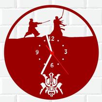 Relógio De Madeira MDF Parede Samurai Ninja Japão V