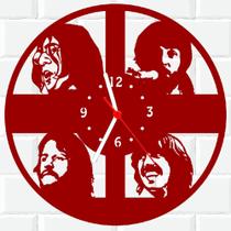 Relógio De Madeira MDF Parede The Beatles Rock 4 V