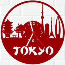 Relógio De Madeira MDF Parede Tokyo Japão V - 3D Fantasy