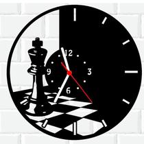 Relógio De Madeira MDF Parede Xadrez 1