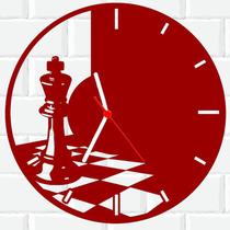 Relógio De Madeira MDF Parede Xadrez 1 V