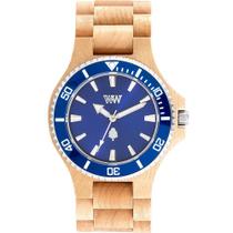 Relógio De Madeira Wewood Date Mb Beige Blue - Wwd14