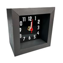 Relógio de Mesa 12x12cm em MDF estilo retrô moderno à pilha Relógio de Mesa 12x12cm em MDF estilo retrô moderno à pilha