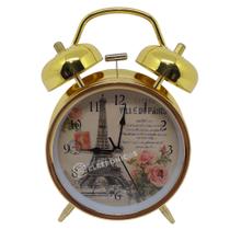 Relógio De Mesa 16cm Sino Martelinho Despertador Alarme Estilo Retrô LE8122