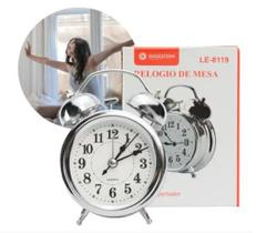 Relógio De Mesa Analógico Retro Prata Lelong