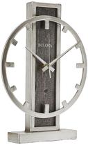Relógio de Mesa Bulova B1864 em Metal Prateado Envelhecido 6,7x30,5x40,5 cm