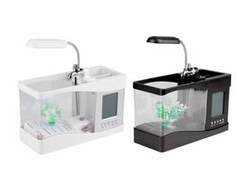 Relogio De Mesa Com Aquário Iluminação Usb