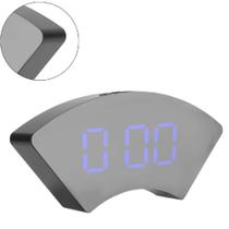 Relógio de Mesa Curvado Espelhado USB Display Led Alarme Temperatura Cabeceira Decoração - EMB-UTILIT