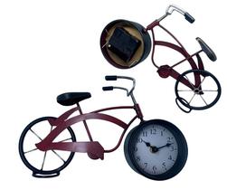 Relógio de Mesa Decorativo Bicicleta Vermelha Ferro Rústico