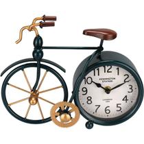 RELOGIO DE MESA DECORATIVO ENFEITE VINTAGE BICICLETA HOME&CO METAL 20x26x7cm PRETO