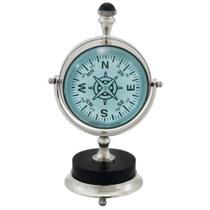 Relógio de Mesa Decorativo Prateado c Base