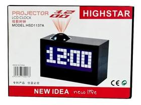 Relógio de Mesa - Despertador Digital Projeção 180 Graus Highdtar - Preto -SALDÃO