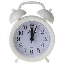 Relógio de Mesa Despertador Modelo Analógico Retrô Branco