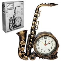 Relogio De Mesa Despertador Saxofone Vintage 19x14x4cm Ba28604