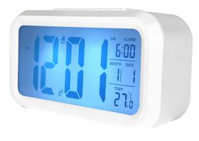 Relógio De Mesa Digital Branco com Despertador e Sensor de Temperatura Top Relógio De Mesa Digital Branco com Despertador e Sensor de Temperatura Top