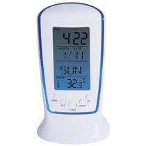Relógio De Mesa Digital Com Alarme / Termômetro / Calendário / Relógio Com Led Azul Backlight E Luz Da Noite Mini Despertador Led Luminoso