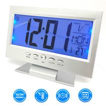 Relógio De Mesa Digital Despertador, Calendário e Temperatura Com Luz Por Comando de Voz LE8107 - Lelong